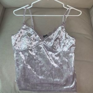 Pink crushed velvet cropped tank